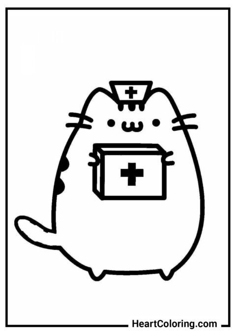 Pusheen il Gatto Dottore - Disegni di Pusheen da Colorare