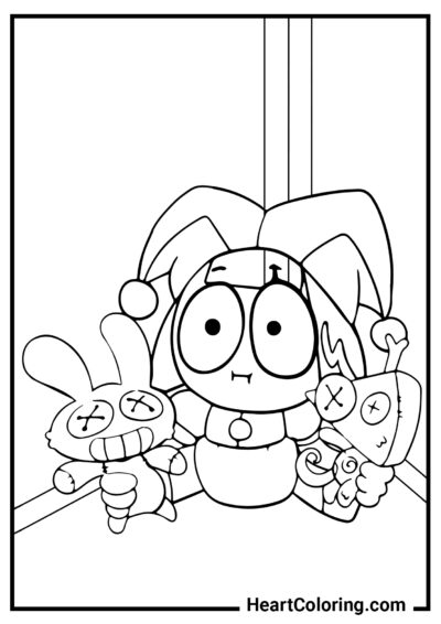 Baby Pomni with toys - The Amazing Digital Circus Coloring Pages
