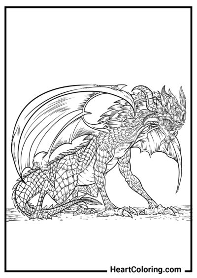Bloodthirsty Dragon - Dragon Coloring Pages