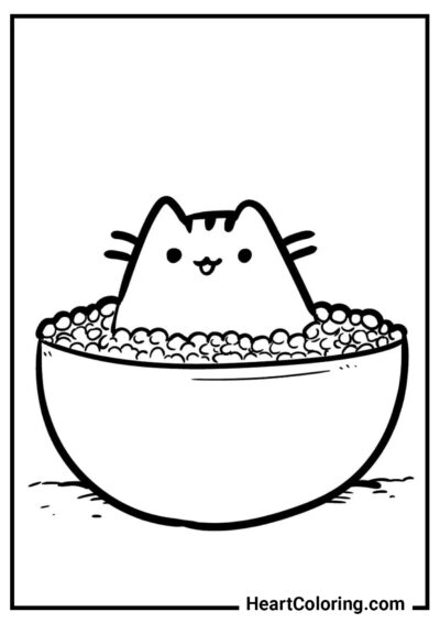 Mountain of popcorn - Pusheen The Cat Coloring Pages