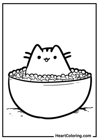 Montagna di popcorn - Disegni di Pusheen da Colorare