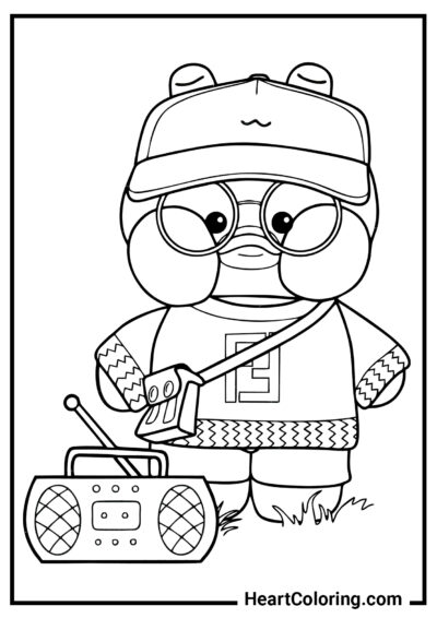 Lalafanfan with radio - Lalafanfan Coloring Pages