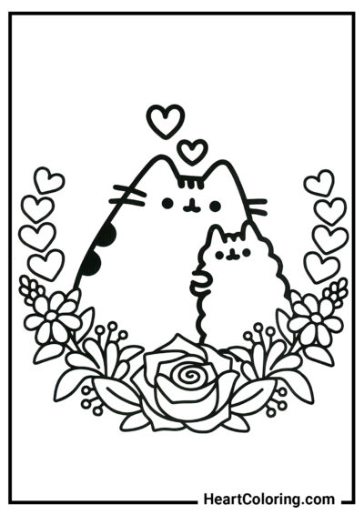 Kitty in love - Pusheen The Cat Coloring Pages