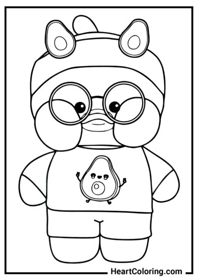 Lalafanfan in a suit with avocado - Lalafanfan Coloring Pages