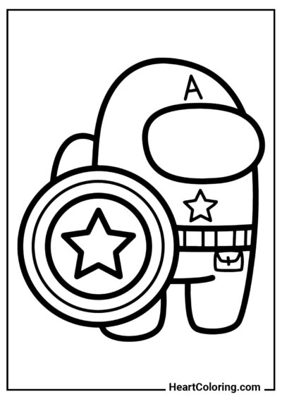 Captain America - Coloriage Among Us