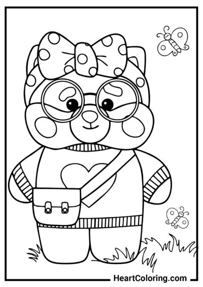 Lalafanfan with a bow - Lalafanfan Coloring Pages
