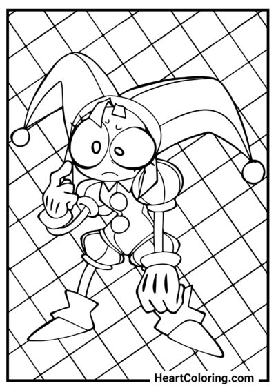 Pomni is in a nightmare - The Amazing Digital Circus Coloring Pages