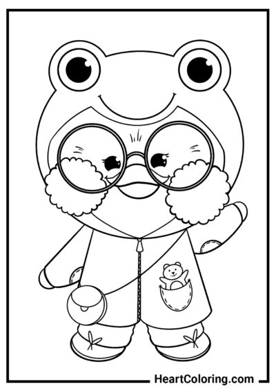 Lalafanfan in a frog costume - Lalafanfan Coloring Pages