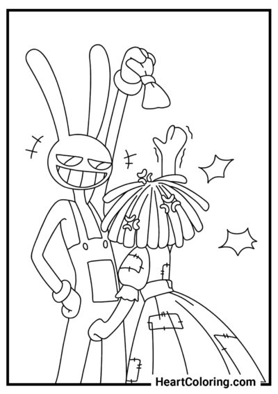 Jax stole Ragatha’s bow - The Amazing Digital Circus Coloring Pages