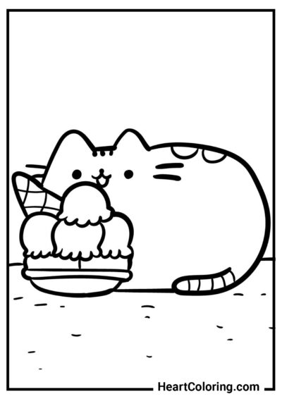 Pusheen Cat and the Ice Cream Mountain - Pusheen The Cat Coloring Pages