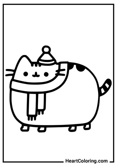 Abito invernale per Pusheen - Disegni di Pusheen da Colorare