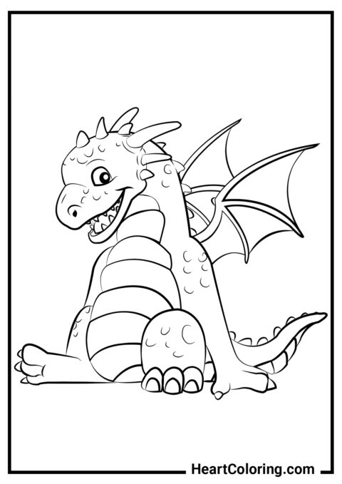 Petit dragon heureux - Coloriages Dragons
