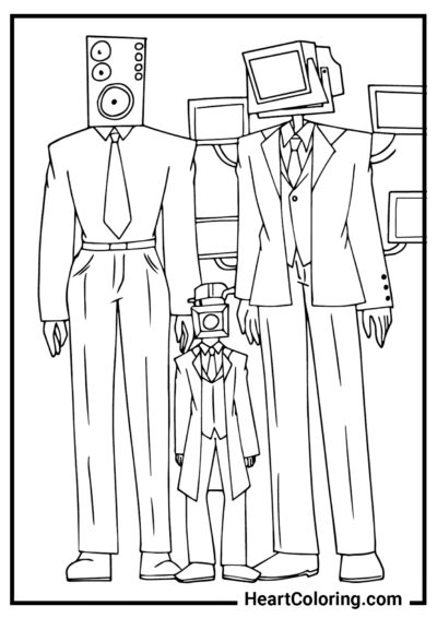 3 – Large Speakerman, TV-man and Cameraman - Speakerman Coloring Pages