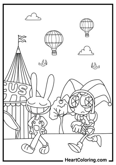 Excursion for Pomni - The Amazing Digital Circus Coloring Pages