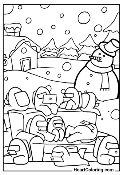 Crew members on vacation - Among Us Coloring Pages