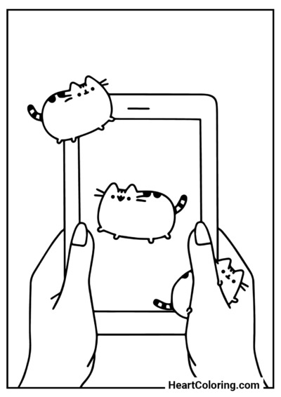 Pusheen im Smartphone – Ausmalspaß für Mädchen und Jungen
