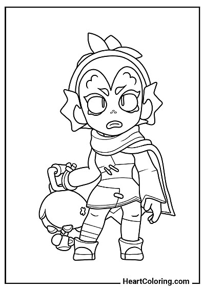 Простая раскраска Виллоу из категории "Раскраски Brawl Stars"