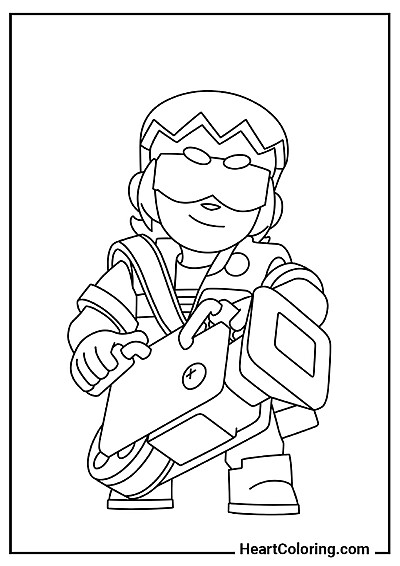 Увлекательная раскраска Бастер из категории "Раскраски Brawl Stars"