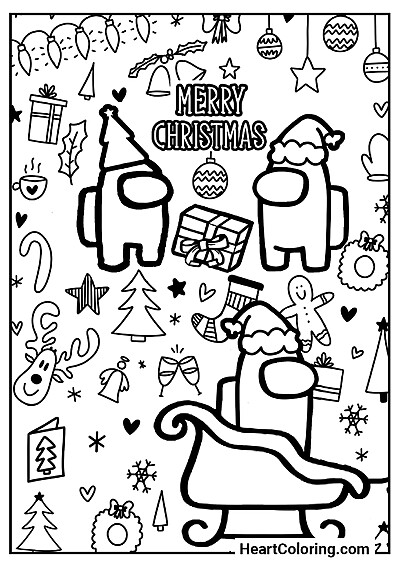 Desenho educativo: Natal com os Tripulantes do Among Us