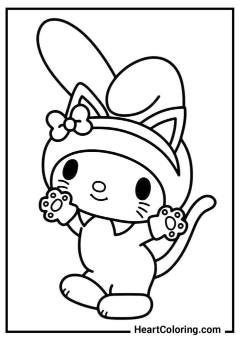 Disfraz de gato - Dibujos de Onegai My Melody para colorear