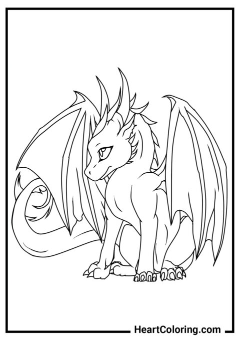 Cute young dragon - Dragon Coloring Pages