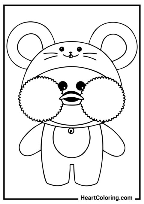 Lalafanfan in a mouse costume - Lalafanfan Coloring Pages