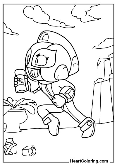 Популярная раскраска Убегающий Макс из серии "Раскраски Brawl Stars"