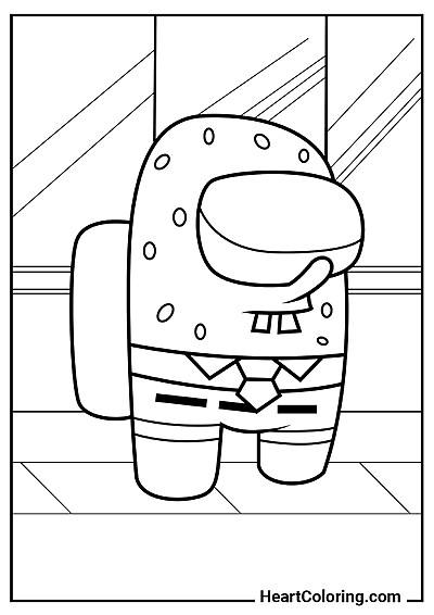 Sósia do Bob Esponja — página para colorir da série "Desenhos do Among Us para Colorir"