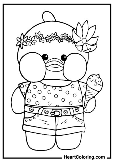 Duck Lalafanfan on a walk - Lalafanfan Coloring Pages
