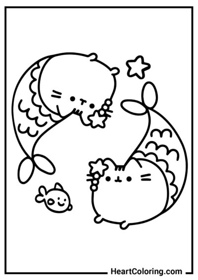 Mermaids Pusheen - Pusheen The Cat Coloring Pages