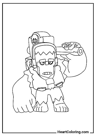 Фрэнк с молотом — раскраска для развития моторики