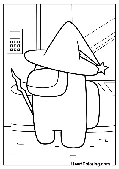 Bruxa com Varinha Mágica — página para colorir da série "Desenhos do Among Us para Colorir"