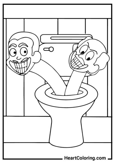 Double Head Skibidi Toilet - Skibidi Toilet Coloring Pages