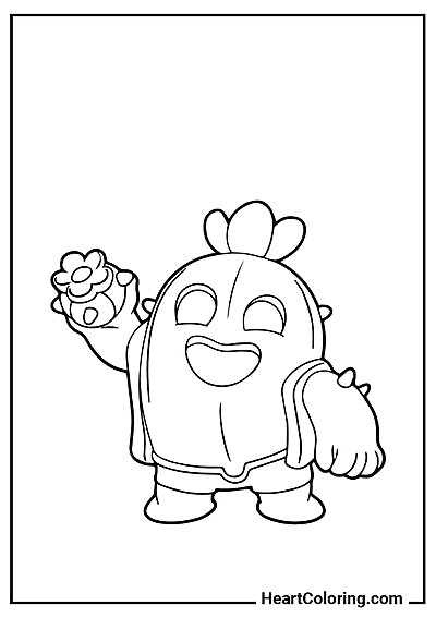 Раскраска Спайк с цветком — формат A4