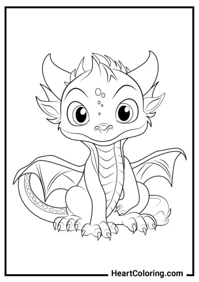 Прекрасный малыш-дракон - Раскраски Драконов