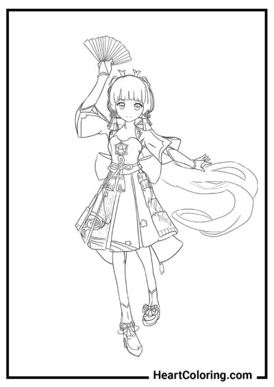 Kamisato Ayaka - Genshin Impact Coloring Pages