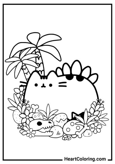 Pusheen preistorico - Disegni di Pusheen da Colorare