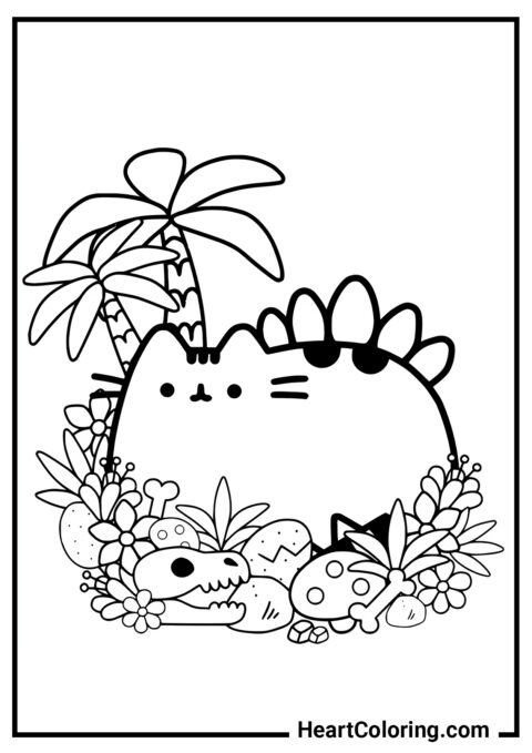 Pusheen preistorico - Disegni di Pusheen da Colorare