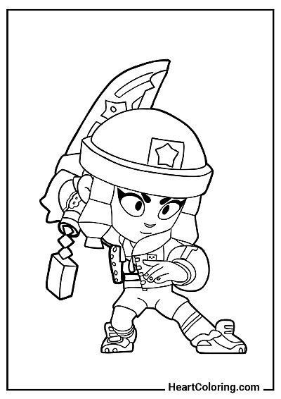 Биби с мечом — раскраска в коллекции: "Раскраски Brawl Stars"