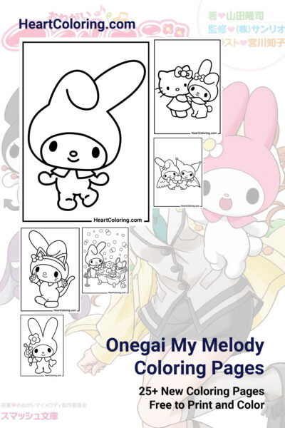 Onegai My Melody Coloring Pages to Print on A4 | HeartColoring