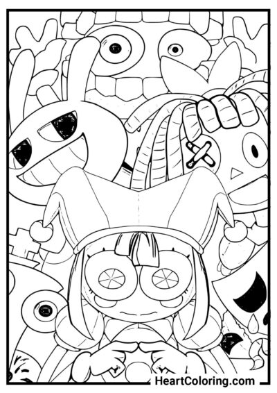Pomni in a new environment - The Amazing Digital Circus Coloring Pages