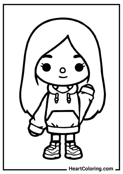 Menina simpática - Desenhos de Toca Boca para colorir