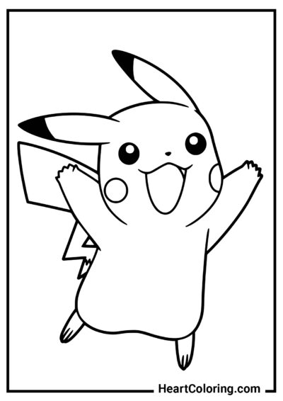 Pikachu Feliz - Dibujos de Pikachu para Colorear