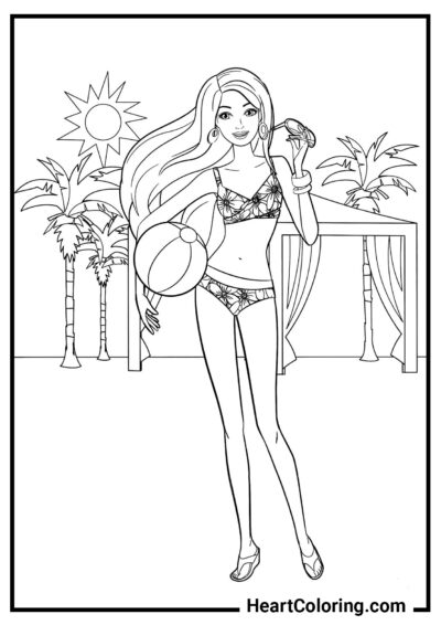 Volleyball de plage - Coloriages Barbie