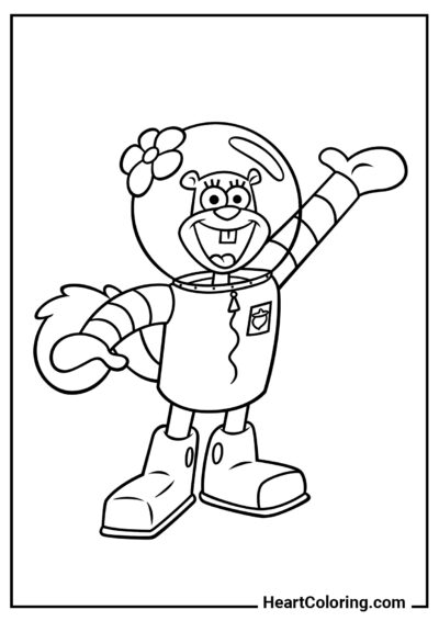 Friendly Sandy Cheeks - SpongeBob Coloring Pages