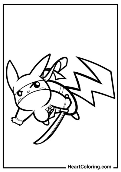 Ninja Pikachu - Pikachu Coloring Pages