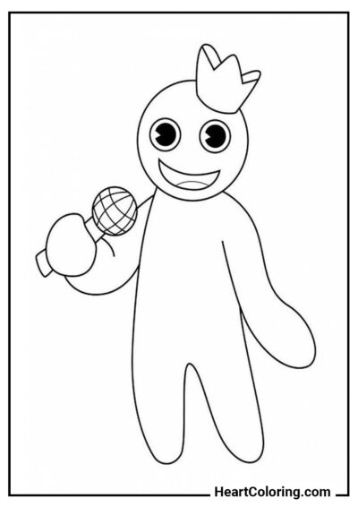 Blue with a microphone - Rainbow Friends Coloring Pages
