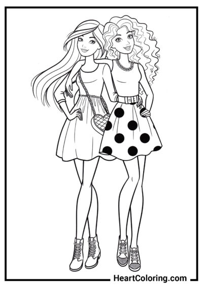 Amies joyeuses - Coloriages Barbie