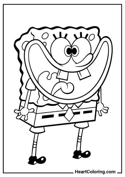 Bob Esponja feliz - Desenhos do Bob Esponja para Colorir