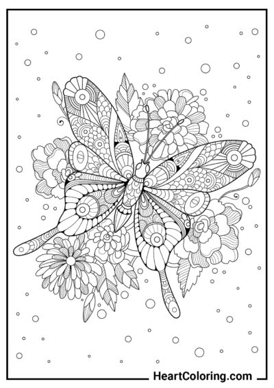 Queen of Flowers - Butterfly Coloring Pages